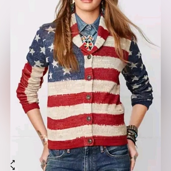 Ralph Lauren Denim Supply American Flag-Print Shawl Cardigan size XS - Picture 1 of 5